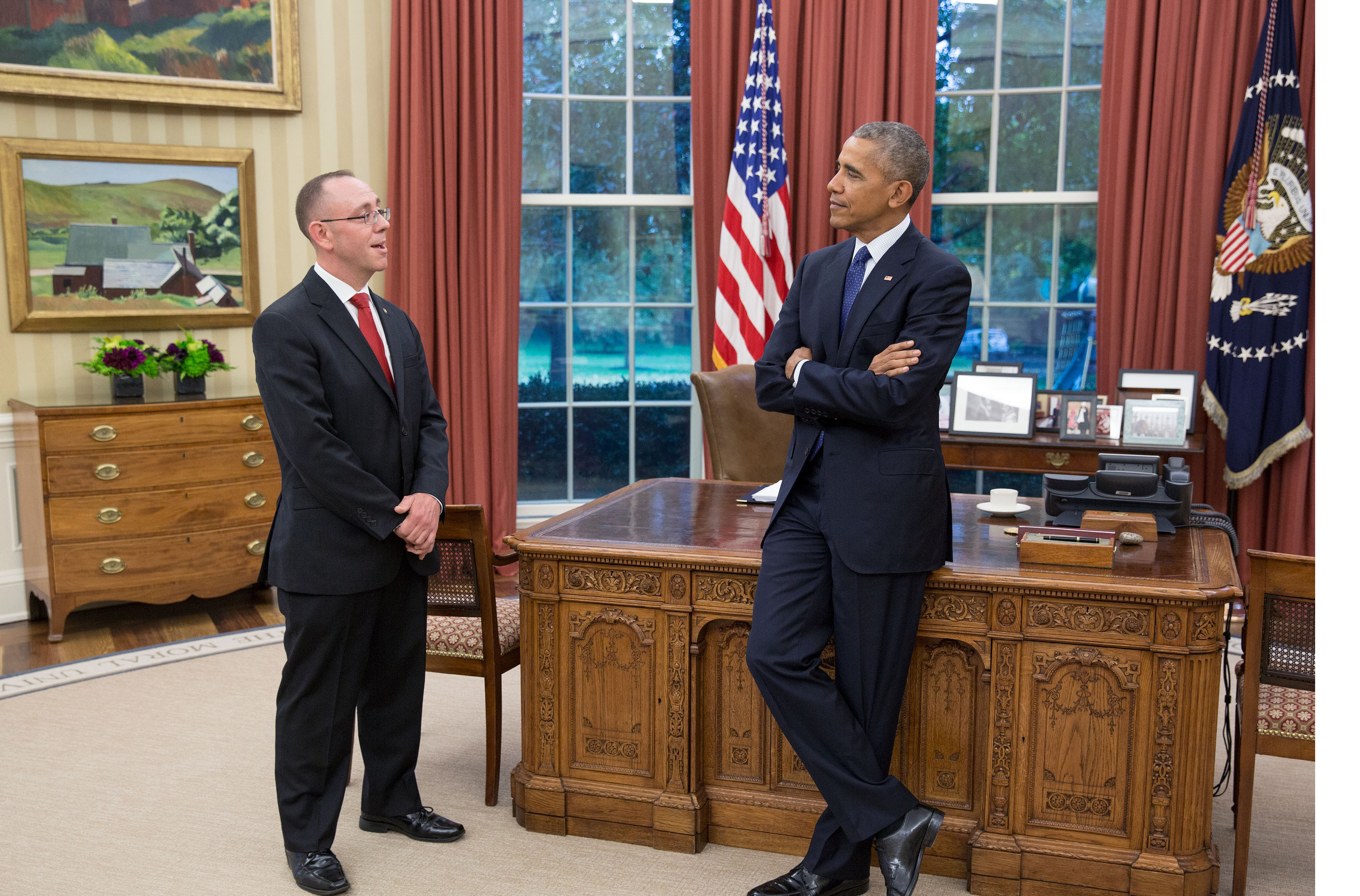 LTC James Jones, U.S. Army, PA-C, with former President Barack Obama in the Oval Office